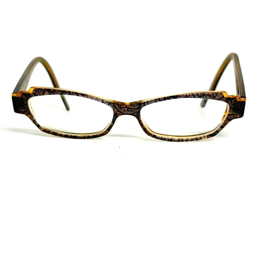 Jean Lafont Paris Burlesque 347 Eyeglasses Brown Lace Cat Eye Frame France 49-13